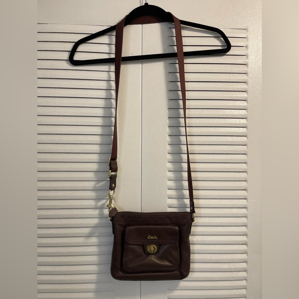Coach Mini Leather Crossbody - Dark Brown